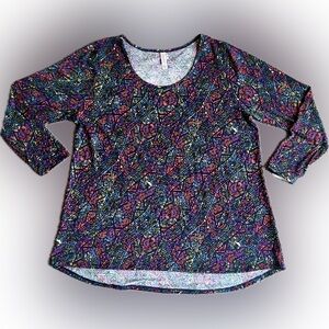 LuLaRoe Colorful Patterned Long Sleeve Lynnae Top